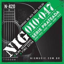 Kit 6 Encordoamento Violão Aço 010 NIG Série Prateada N420