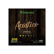 Kit 6 Encordoamento Violão Aço Giannini Acústico 010 Geswam