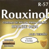 Kit 6 Encordoamento Violão Nylon Alta Rouxinol Bronze 80/20 Cristal Bolinha R57