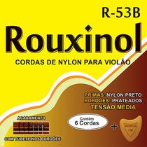 Kit 6 Encordoamento Violão Nylon Média Rouxinol Preto Prata R53B