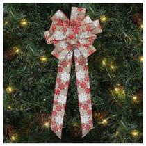 Kit 6 Enfeite árvore Natal Laço Decorado Flocos De Neve 78 Cm