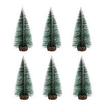 Kit 6 Enfeite Natalino Mini Pinheiro Nevado Verde Natal 15CM Kit 6 Enfeite Natalino Mini Pinheiro Nevado Verde Natal 15CM
