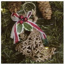 Kit 6 Enfeite Pendente Árvore Natal Anjo Dourado 12,5cm