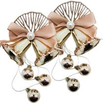 Kit 6 Enfeite Pingente Sino Bolinhas Glitter Natalino 30cm