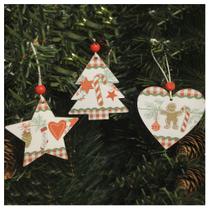 Kit 6 Enfeites Pendentes Para Árvore De Natal Em MDF 7cm