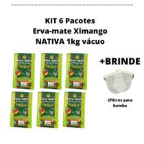 Kit 6 erva-mate ximango nativa 1kg vácuo+brinde