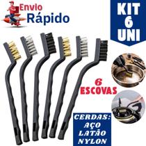 Kit 6 Escova Multiuso Cerdas Aço Nylon Latão Limpeza Pesada Ferrugem Grelha Oficina
