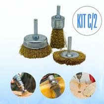 Kit 6 Escovas de Aço Circular para Furadeira Limpeza de Ferrugem