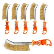 Kit 6 Escovas De Aço Com Cabo Para Limpeza De Churrasqueira