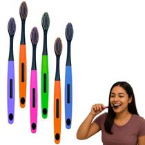 Kit 6 Escovas De Dente Macia Limpador De Lingua E Bochechas Com Capa Protetora Kit 6 Escovas De Dente Macia Limpador De Lingua E Bochechas Com Capa Protetora