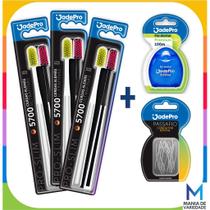 Kit 6 Escovas de Dente Premium 5700 + 1 Fio Dental Premium + 1 Caixa de Passa Fio Jadepro