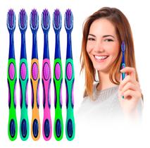 Kit 6 Escovas De Dente Revolution Mix Color Macia Adulto