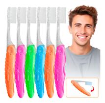 Kit 6 Escovas De Dente Revolution Para Viagem Dobravel Macia