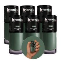 Kit 6 Esmalte Cremoso Verde Grazi Friends 7ml Cor Vibrante