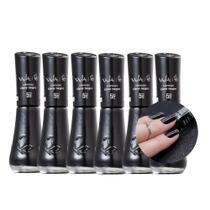 Kit 6 Esmalte Preto Cisne Negro Cremoso Efeito Gel 5Free Vult 8ml