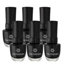 Kit 6 Esmalte Preto com Glitter Brilho Black Diamond Ana Hickmann 9ml
