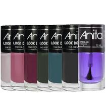 Kit 6 Esmaltes Coleção Look do Dia + Top Brilho 10ml Anita