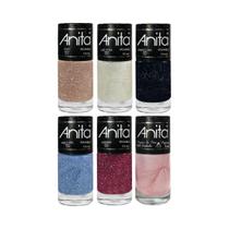 Kit 6 Esmaltes Glitters Para Unhas Manicure E Esmaltação