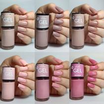 Kit 6 Esmaltes Nudes e Rosas (858 859 860 861 862 863 cores) Efeito Gel Bella Brazil 9ml