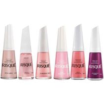 Kit 6 Esmaltes Risque Clássicos Rosa