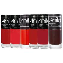Kit 6 Esmaltes Tons de Vermelho 10ml Coleção Anita