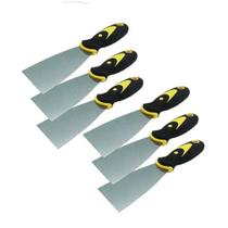 Kit 6 Espátula De Aço Lisa Com Cabo Emborrachado 2'' 0,7Mm Kit 6 Espátula De Aço Lisa Com Cabo Emborrachado 2'' 0,7Mm