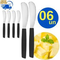 Kit 6 Espátula de Manteiga Cabo Preto Pães Bolachas Torradas para Casas Restaurantes Padaria Buffet Kit 6 Espátula de Manteiga Cabo Preto Pães Bolachas Torradas para Casas Restaurantes Padaria Buffet