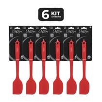 KIT 6 ESPATULA DE SERVIR SILICONE VERMELHO 27 CM 230º