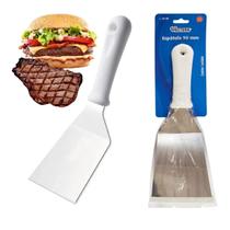 Kit 6 Espátulas Cabo Branco Curva 90mm De Aço Inox Chapeiro Kit 6 Espátulas Cabo Branco Curva 90mm De Aço Inox Chapeiro