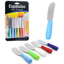 Kit 6 Espátulas Coloridas Lâminas arredondadas Aço inox Cabo de plástico Utensílios Qualidade para Cozinha Presente