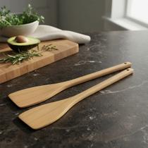 Kit 6 Espátulas De Pau 30 Cm Em Madeira Artesanal Teixeira Cor:Marrom-claro