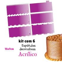 KIT 6 ESPÁTULAS DECORATIVAS PARA BOLO 15X7 CM CONFEITARIA ES3 (1 a 6)