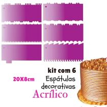 KIT 6 ESPÁTULAS DECORATIVAS PARA BOLO 20X8 CM CONFEITARIA ES5 (1 a 6)