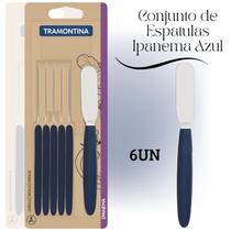Kit 6 Espátulas para Manteiga Tramontina Ipanema Aço Inox Cabo Azul Kit 6 Espátulas para Manteiga Tramontina Ipanema Aço Inox Cabo Azul