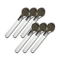 KIT 6 ESPÁTULAS Para Sorvete Italiano, Açaí INOX 28 cm Cabo BRANCO