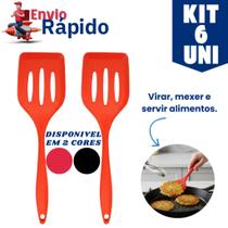 Kit 6 Espátulas Vazadas de Silicone PremiumUtensílio essencial para chefs cozinhas, restaurantes e buffets Kit 6 Espátulas Vazadas de Silicone PremiumUtensílio essencial para chefs cozinhas, restaurantes e buffets