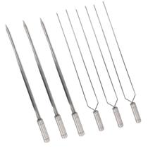 Kit 6 Espetos Churrasco Aço Inox Duplo e Espada Lâmina 80c