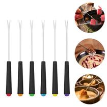 Kit 6 Espetos Para Fondue Mini Garfo Garfinho Palito Em Inox