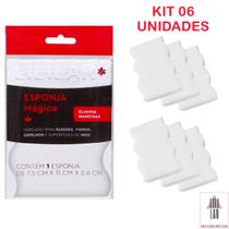 Kit 6 Esponja Mágica Bucha Melamina Branca Tira Manchas