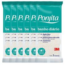 Kit 6 Esponja Para Banho Ponjita Anatômica Dupla Face