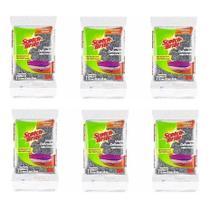 Kit 6 Esponja Zero Risco Scotch-brite Prateada 3M Anti Risco