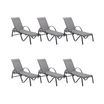 Kit 6 Espreguiçadeiras Búzios Grafite Alumínio