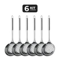 Kit 6 espumadeira em inox 30 cm