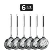 Kit 6 espumadeira em inox 30 cm Kit 6 espumadeira em inox 30 cm