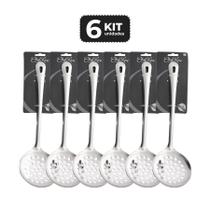 Kit 6 espumadeira inox 33 cm