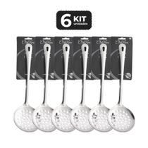 Kit 6 espumadeira inox 33 cm