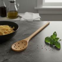 Kit 6 Espumadeiras De Pau 40 Cm Madeira Artesanal Teixeira Cor:Marrom-claro