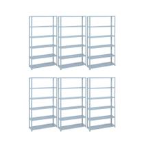 Kit - 6 Estantes Leve De Metal Reforçada 30 Cm 6 Níveis 25kg Por Bandeja - Sa Gôndolas