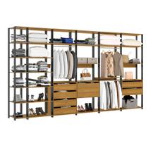 Kit 6 Estantes Moduladas Closet Aberto Industrial Carvalho