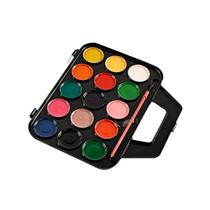 Kit 6 Estojo Aquarela 15 Cores Kit Pintura Escolar Tinta Com Pincel Lavável